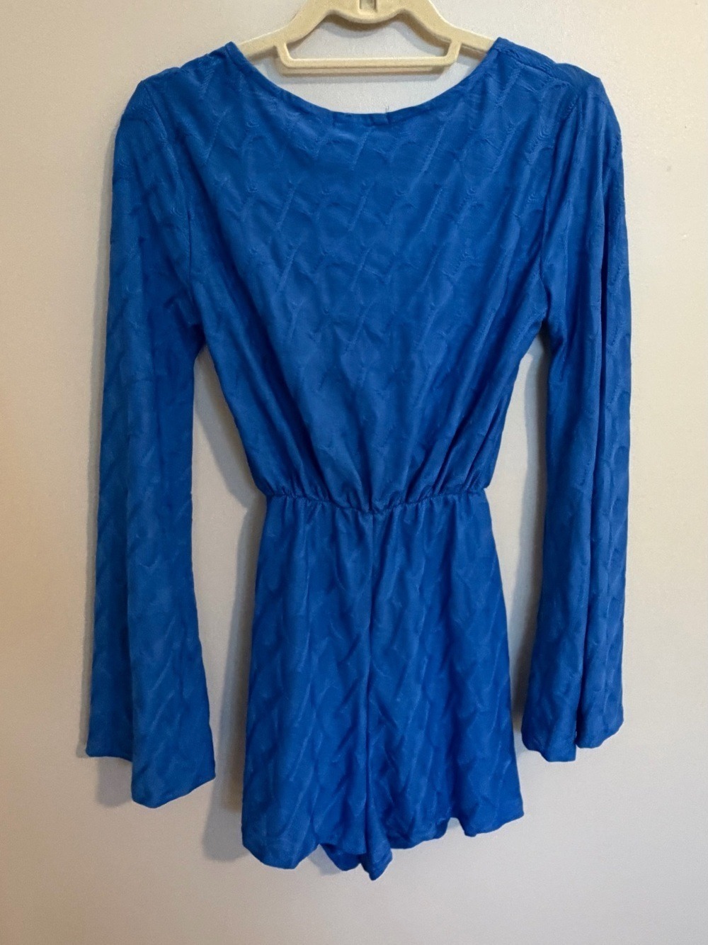 PrettyLittleThing Royal Blue Tie-Front Tunic Romper - Picture 9 of 9